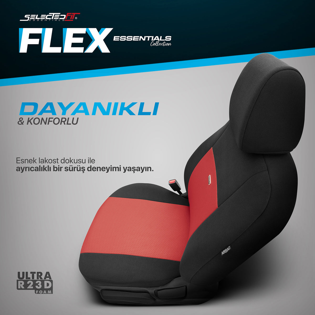 Set de tapițerie Selectedfit Flex 104 – negru/roșu, pentru scaunele din față și din spate