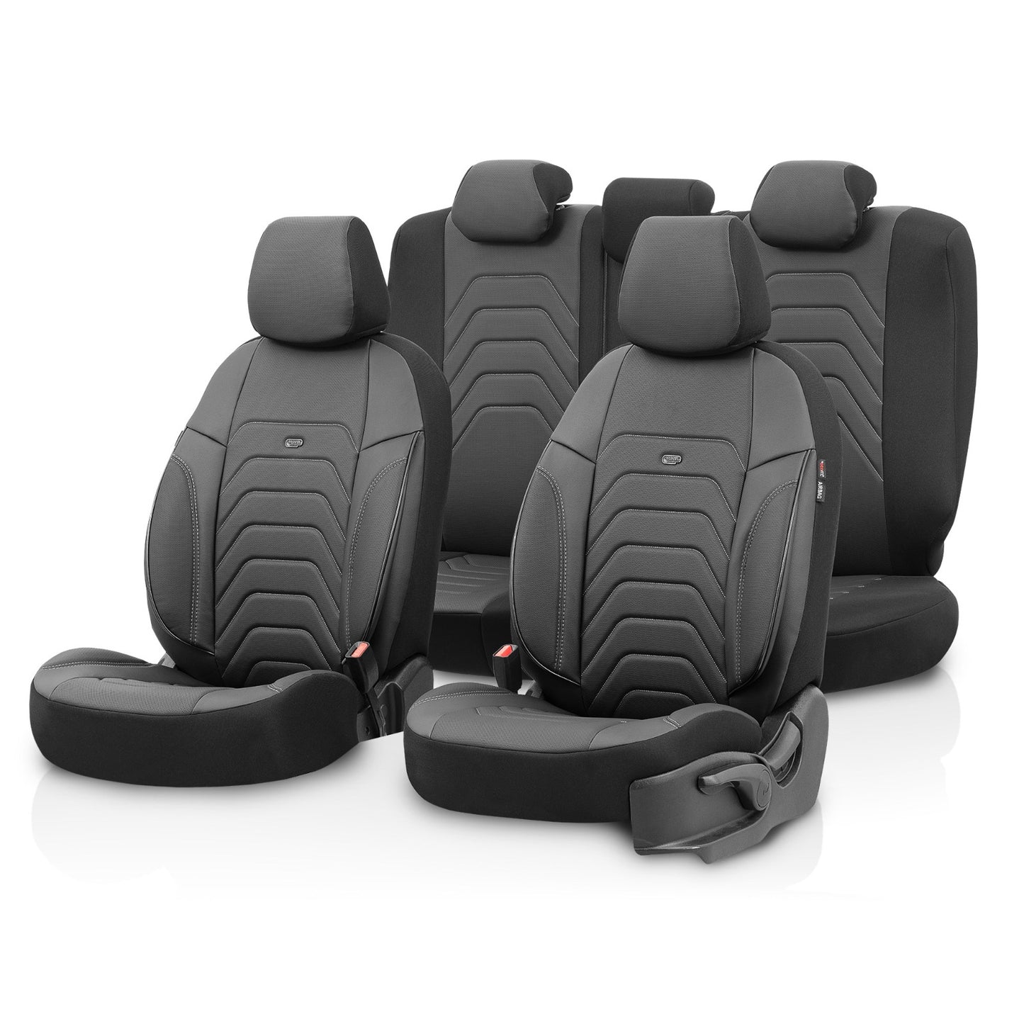 Set Tapițerie Lux Core – Piele Eco Perforată, Negru, pentru Scaune Față și Spate