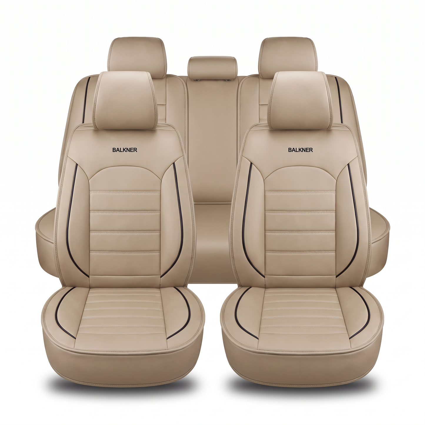 Husă universală luxoasă pentru scaune auto Balkner, piele ecologică, 9 piese – Bej