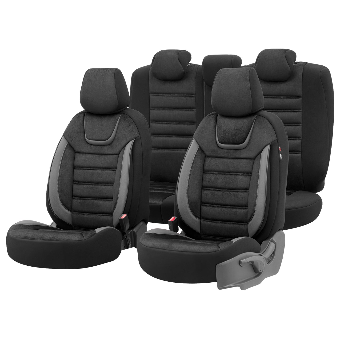 Set Tapițerie Iconic – Negru/Gri, Textil, pentru Scaune Față și Spate