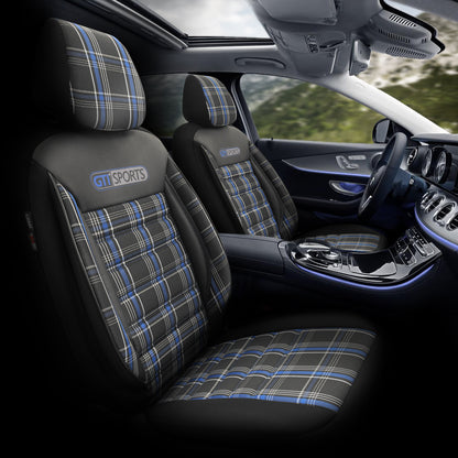 Set Tapițerie GTI Sports – Negru/Albastru, Textil, pentru Scaune Față și Spate