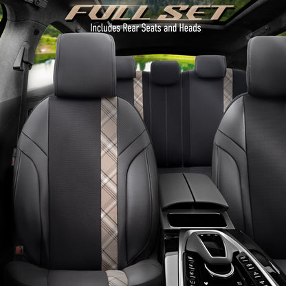 Set Tapițerie Horizon – Negru/Bej, Textil/Piele, pentru Scaune Față și Spate