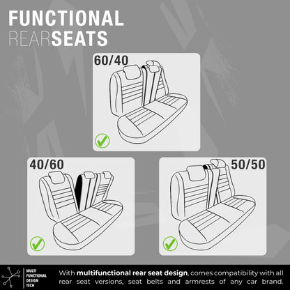 Set Tapițerie Limited – Negru cu Cusătură Roșie, Textil, pentru Scaune Față și Spate