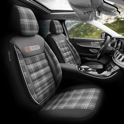 Set Tapițerie GTI Sports – Negru/Alb, Textil, pentru Scaune Față și Spate