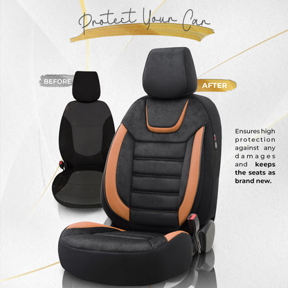 Set Tapițerie Iconic – Negru/Portocaliu, Textil, pentru Scaune Față și Spate
