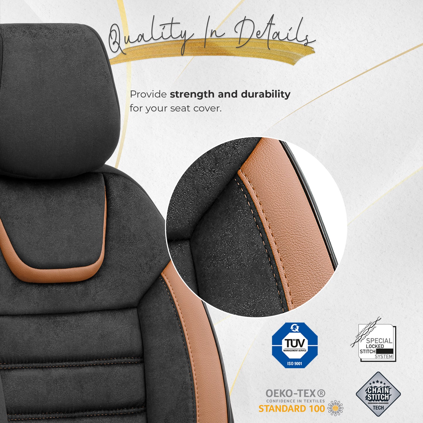 Set Tapițerie Iconic – Negru/Portocaliu, Textil, pentru Scaune Față și Spate