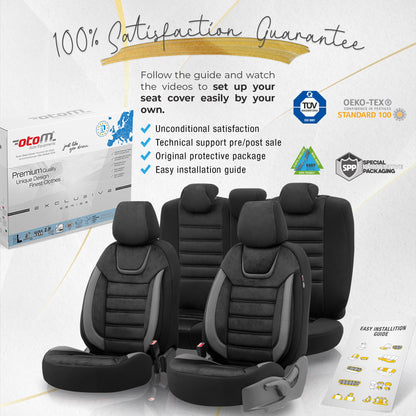 Set Tapițerie Iconic – Negru/Gri, Textil, pentru Scaune Față și Spate