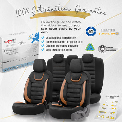 Set Tapițerie Iconic – Negru/Portocaliu, Textil, pentru Scaune Față și Spate