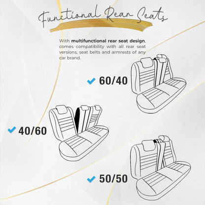 Set Tapițerie Iconic – Negru/Portocaliu, Textil, pentru Scaune Față și Spate