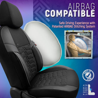 Set Tapițerie Elegance – Negru cu Cusătură Albă, Textil, pentru Scaune Față și Spate