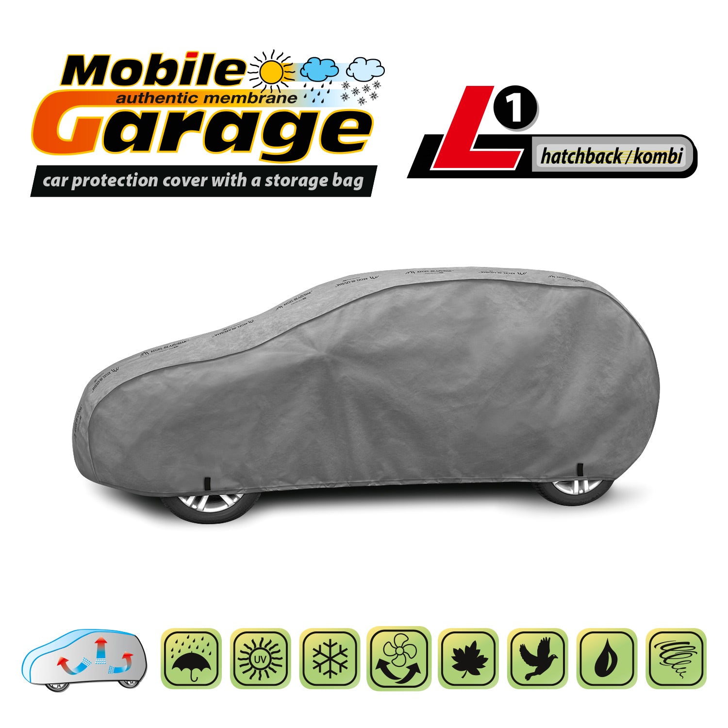Husă pentru mașină Kegel Mobile mărimea L1 gri pentru Hatchback sau Combi 405-430 cm