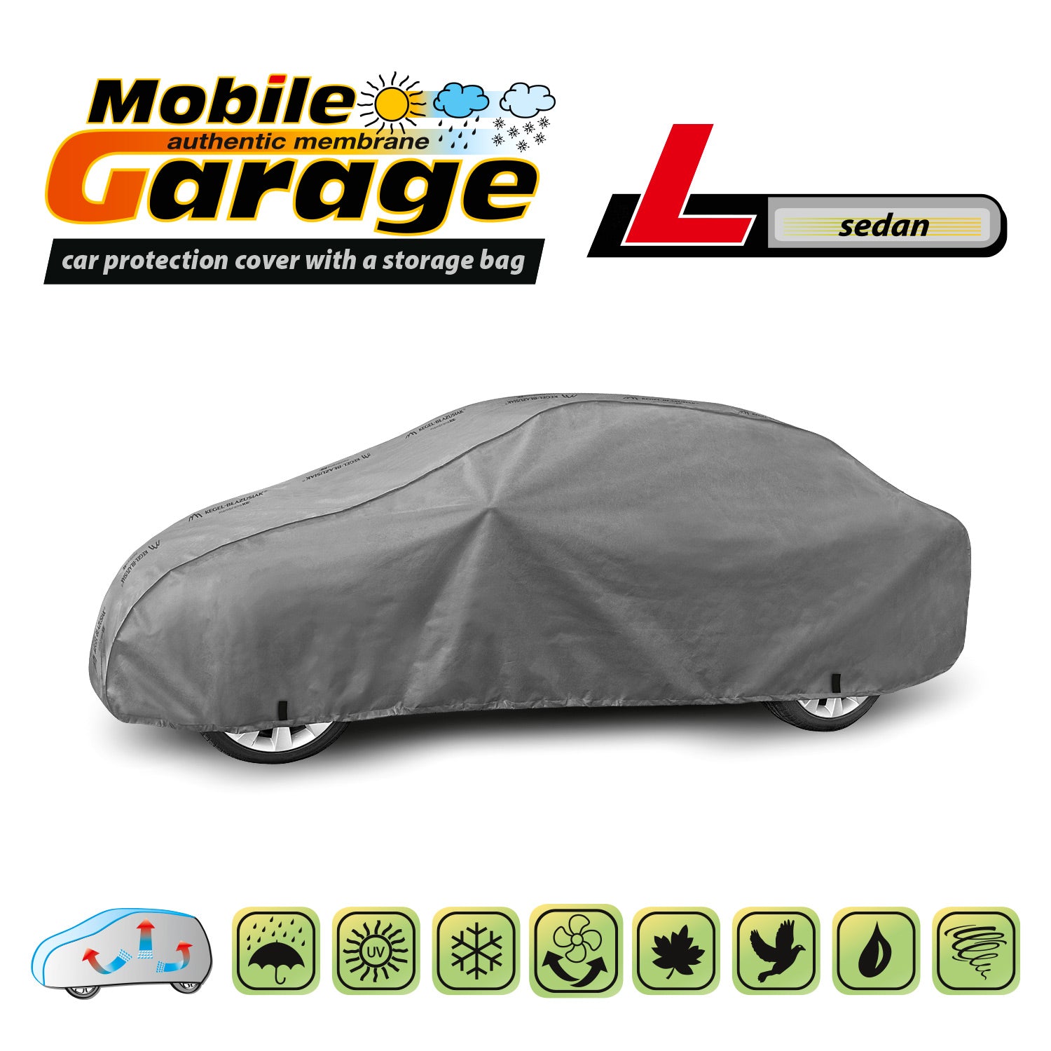 Husă pentru mașină Kegel Mobile mărimea L gri pentru Sedan 425-470 cm