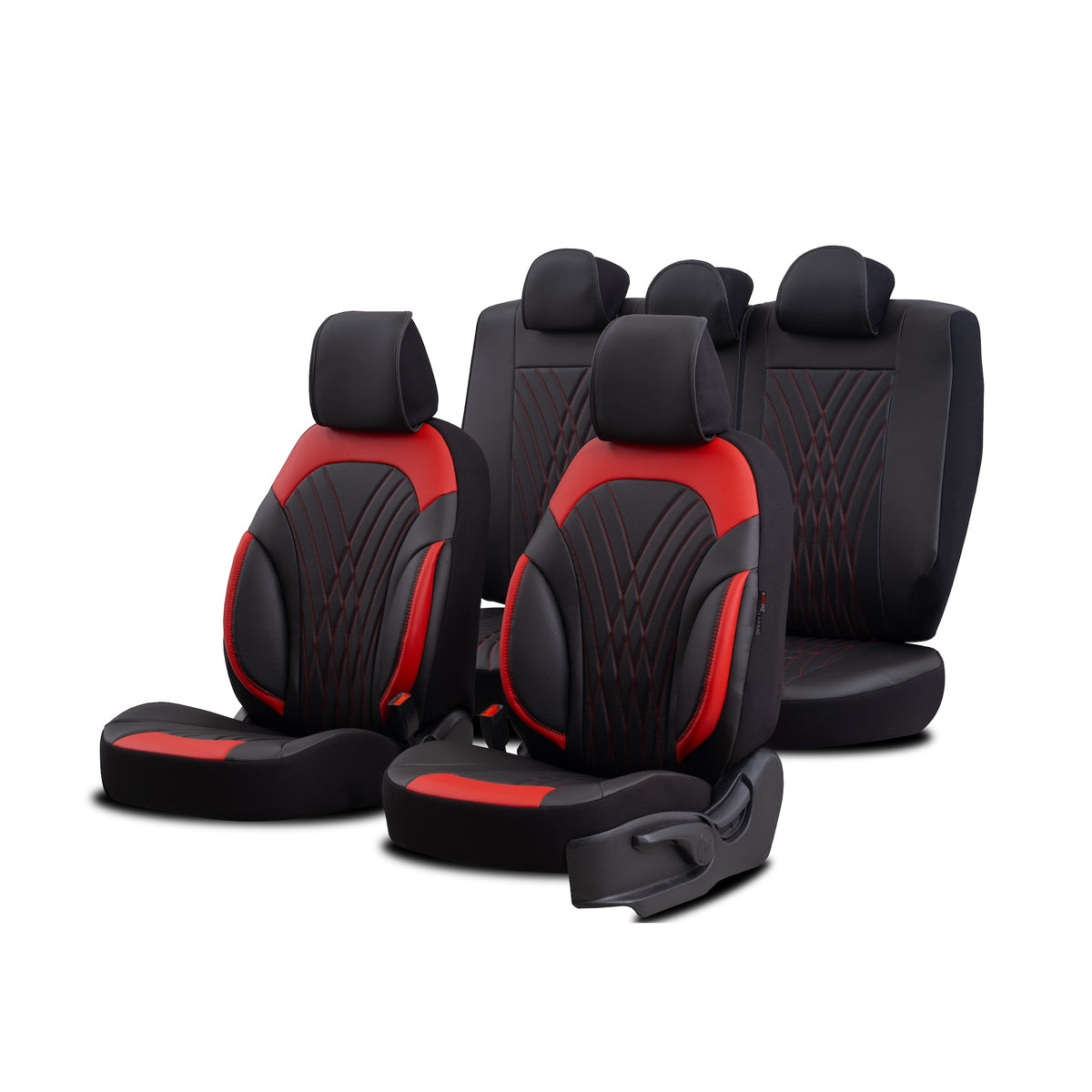 Set huse Progressive 104 – negru/roșu, pentru scaunele din față și din spate