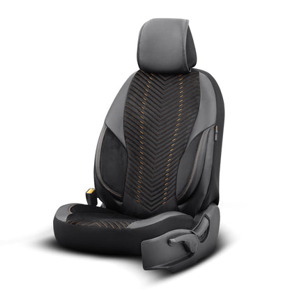 Set Tapițerie Lux Advanced – Alcantara, Negru/Portocaliu, pentru Scaune Față și Spate