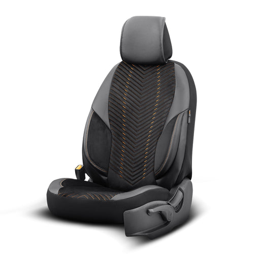 Set Tapițerie Lux Advanced – Alcantara, Negru/Portocaliu, pentru Scaune Față și Spate