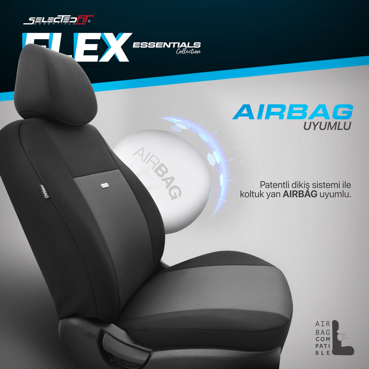 Set de tapițerie Selectedfit Flex 101 – Negru, pentru scaunele din față și din spate