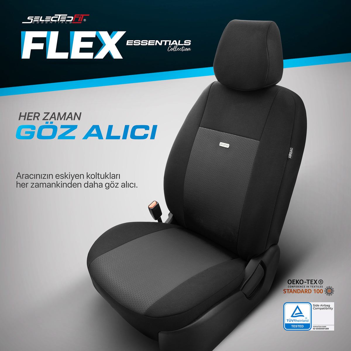 Set de tapițerie Selectedfit Flex 101 – Negru, pentru scaunele din față și din spate