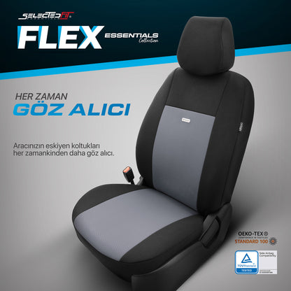Set de huse Selectedfit Flex 102 – Negru/gri, pentru scaunele din față și din spate