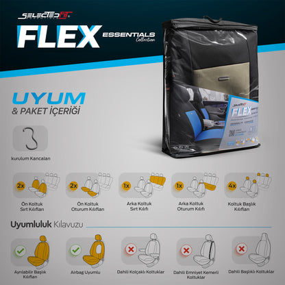 Set de huse Selectedfit Flex 103 – negru/bej, pentru scaunele din față și din spate
