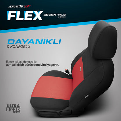 Set de tapițerie Selectedfit Flex 104 – negru/roșu, pentru scaunele din față și din spate