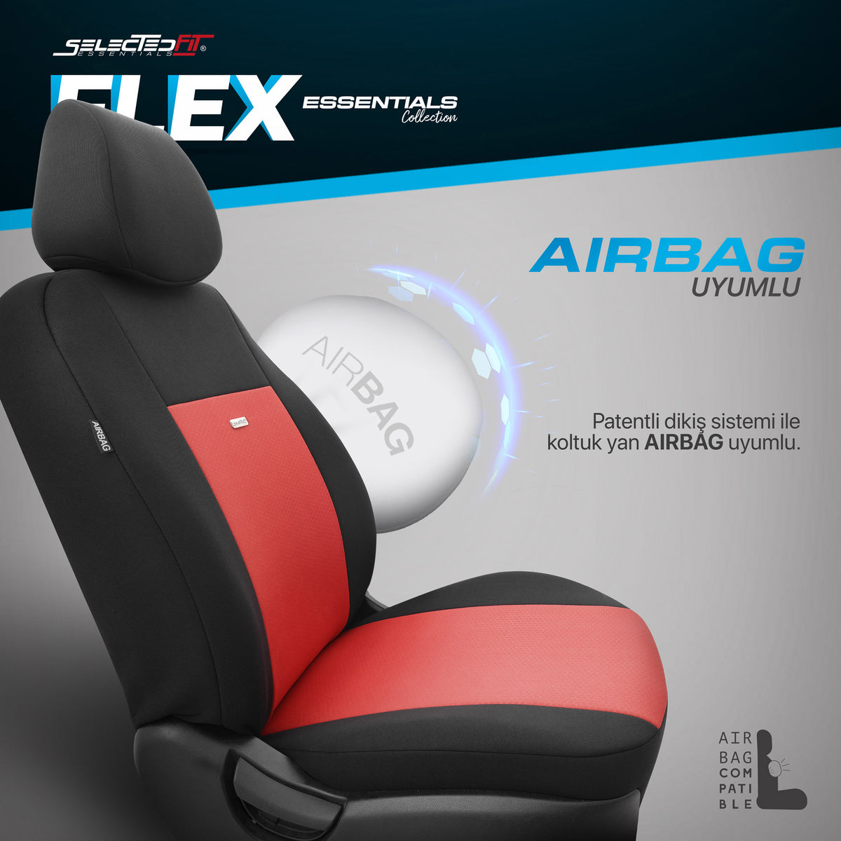 Set de tapițerie Selectedfit Flex 104 – negru/roșu, pentru scaunele din față și din spate