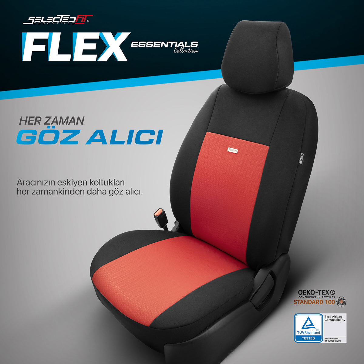 Set de tapițerie Selectedfit Flex 104 – negru/roșu, pentru scaunele din față și din spate