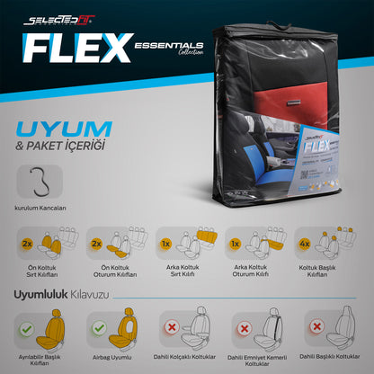Set de tapițerie Selectedfit Flex 104 – negru/roșu, pentru scaunele din față și din spate