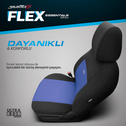 Set de huse Selectedfit Flex 107 – Negru/albastru, pentru scaunele din față și din spate