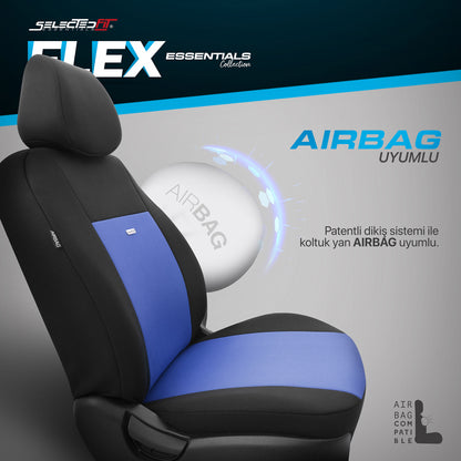 Set de huse Selectedfit Flex 107 – Negru/albastru, pentru scaunele din față și din spate