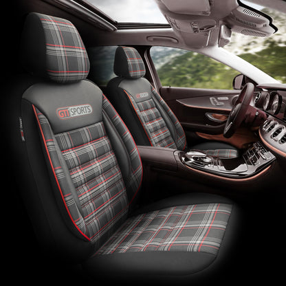 Set Tapițerie GTI Sports – Negru/Roșu, Textil, pentru Scaune Față și Spate