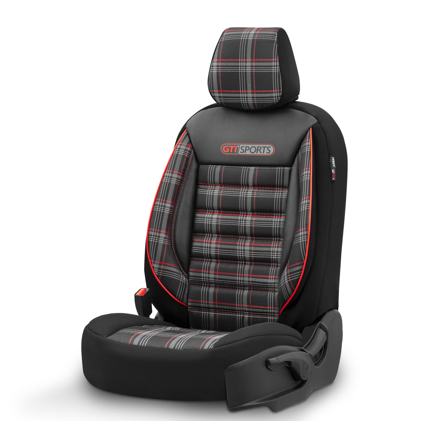 Set Tapițerie GTI Sports – Negru/Roșu, Textil, pentru Scaune Față și Spate