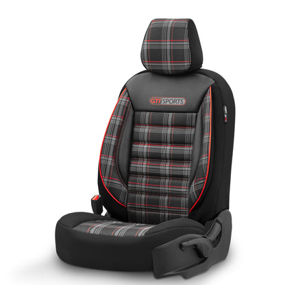 Set Tapițerie GTI Sports – Negru/Roșu, Textil, pentru Scaune Față și Spate