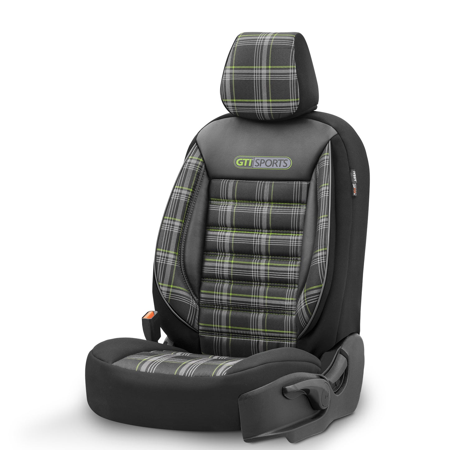 Set Tapițerie GTI Sports – Negru/Verde, Textil, pentru Scaune Față și Spate