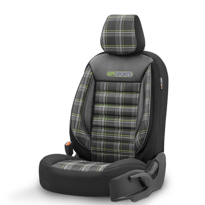 Set Tapițerie GTI Sports – Negru/Verde, Textil, pentru Scaune Față și Spate