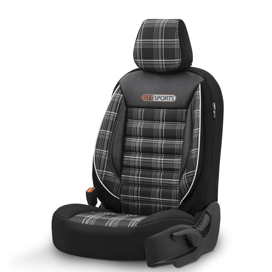 Set Tapițerie GTI Sports – Negru/Alb, Textil, pentru Scaune Față și Spate