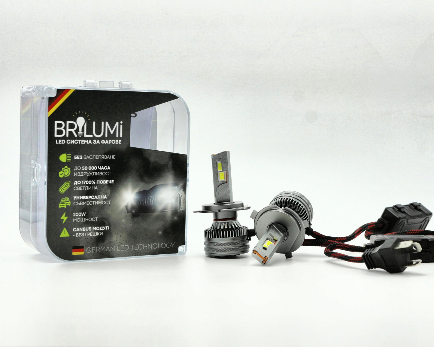 Becuri Bi-LED H4 BRILUMI ZENITH 200W CANBUS 6000K – Lumină Puternică