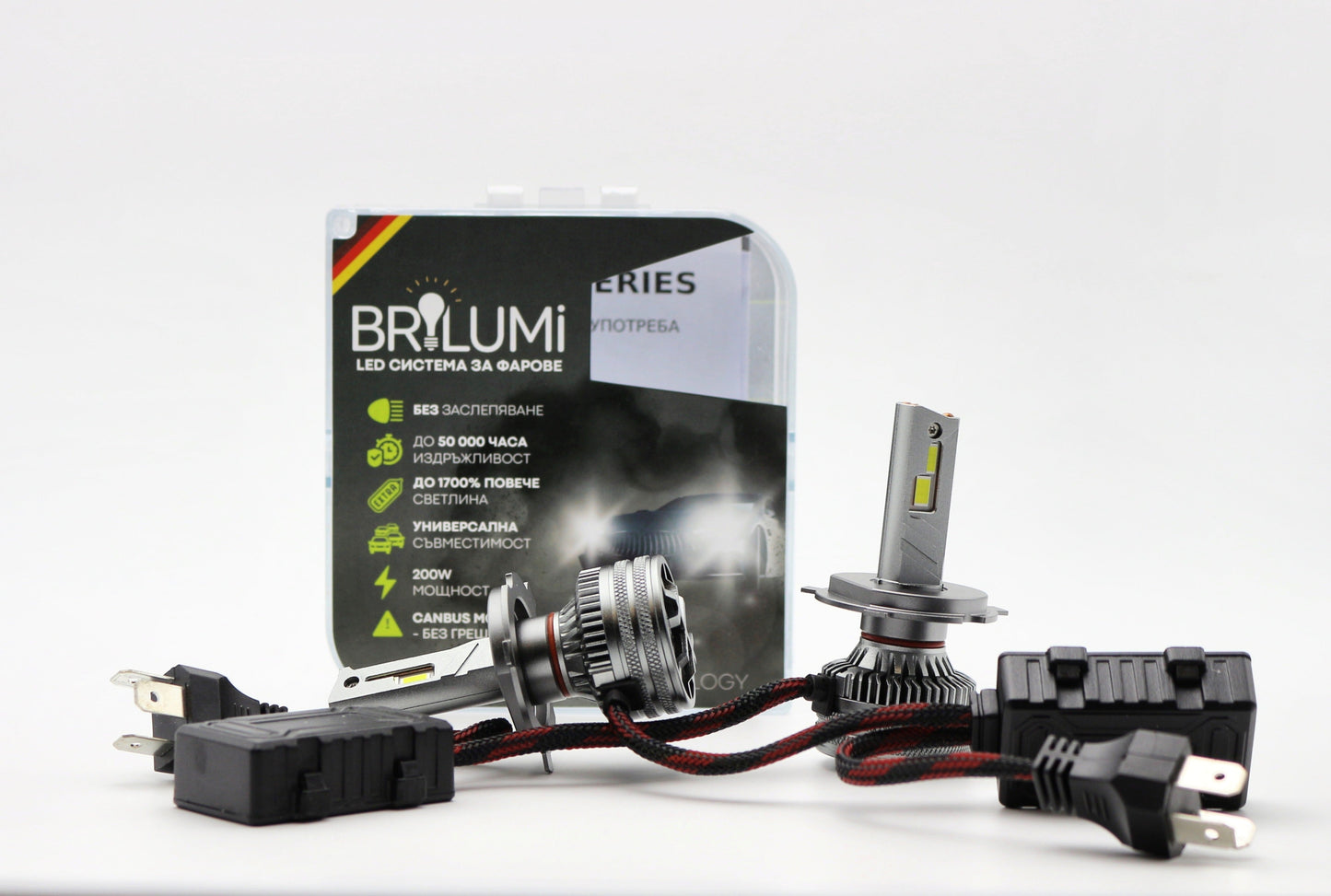 Becuri Bi-LED H4 BRILUMI ZENITH 200W CANBUS 6000K – Lumină Puternică