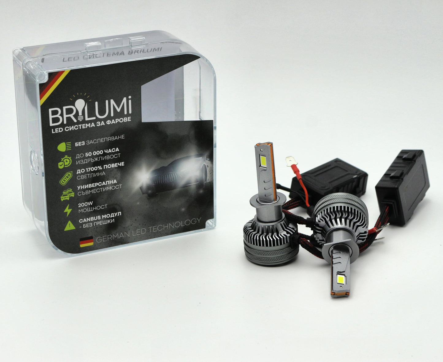 Becuri LED H1 BRILUMI ZENITH 200W CANBUS 6000K – Lumină Puternică