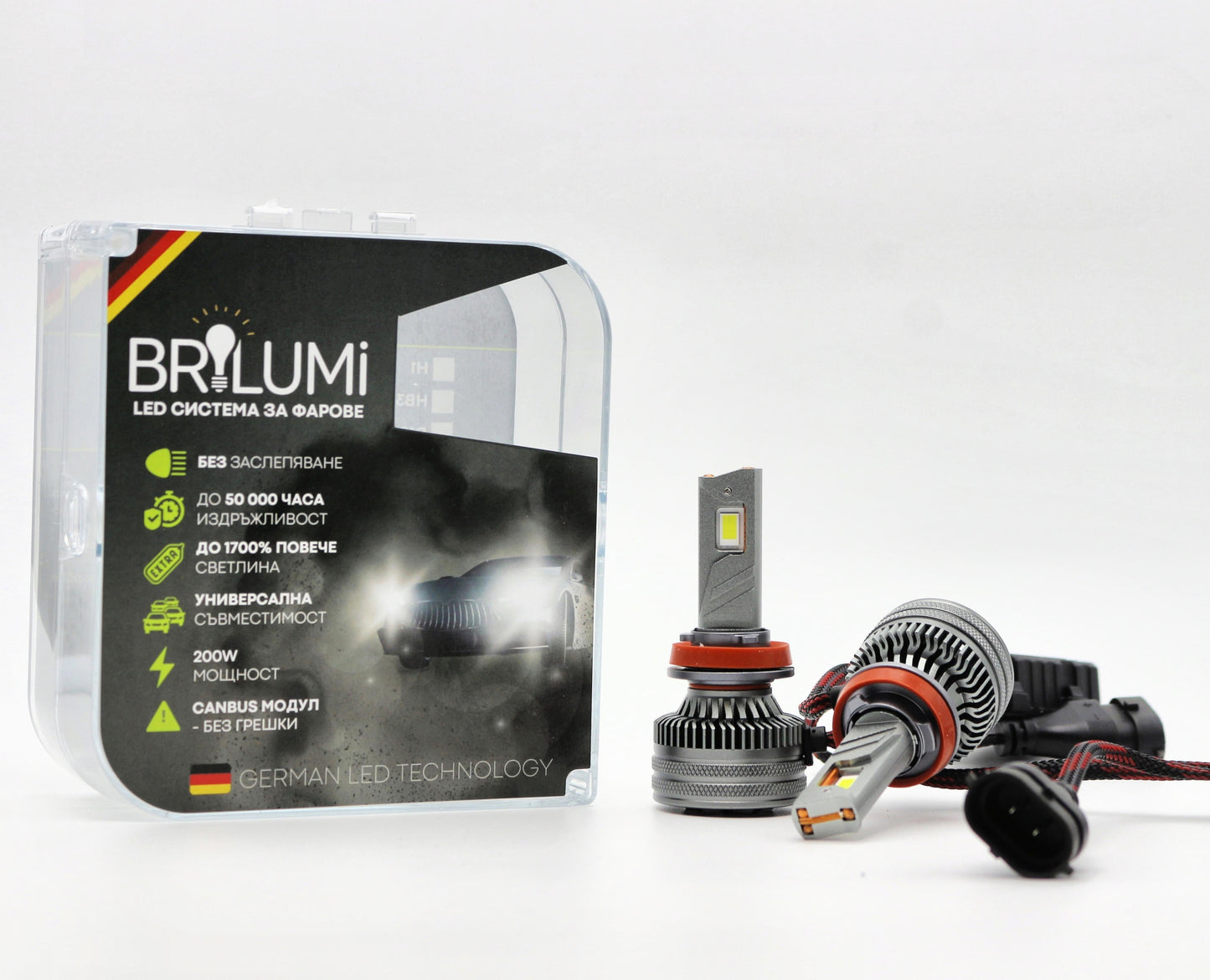 Becuri LED H8/H9/H11 BRILUMI ZENITH 200W CANBUS 6000K – Lumină Puternică
