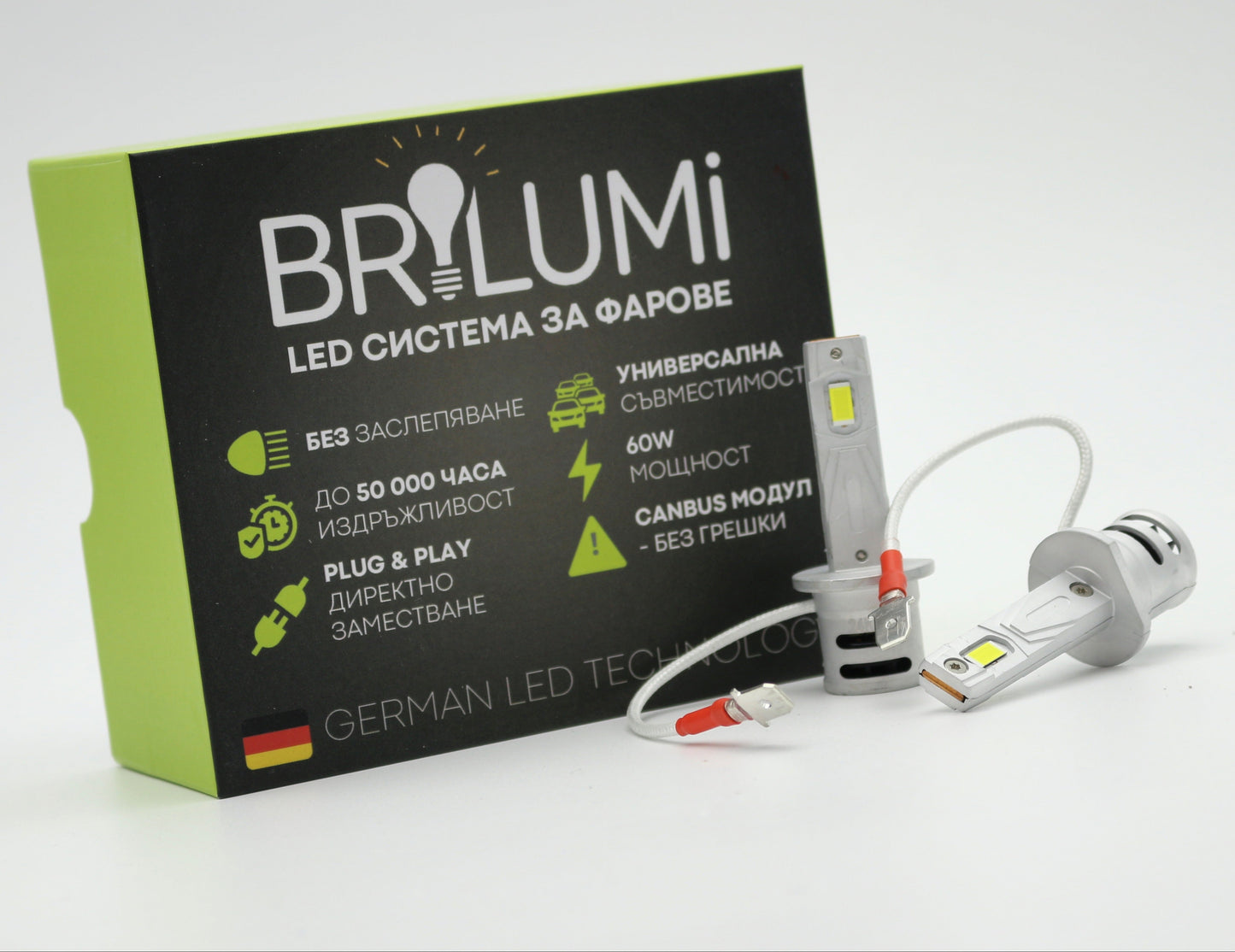Sistem LED pentru faruri H1 - PLUG & PLAY - BRILUMI EVOLVE - 60W - CANBUS 6000K