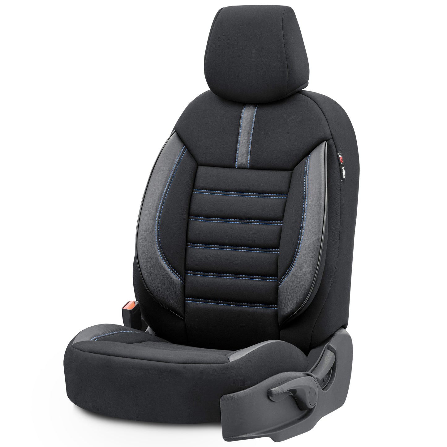 Set Tapițerie Limited – Negru cu Cusătură Albastră, Textil, pentru Scaune Față și Spate