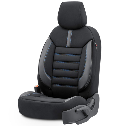 Set Tapițerie Limited – Negru cu Cusătură Albastră, Textil, pentru Scaune Față și Spate
