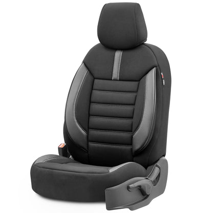 Set Tapițerie Limited – Negru cu Cusătură Gri, Textil, pentru Scaune Față și Spate