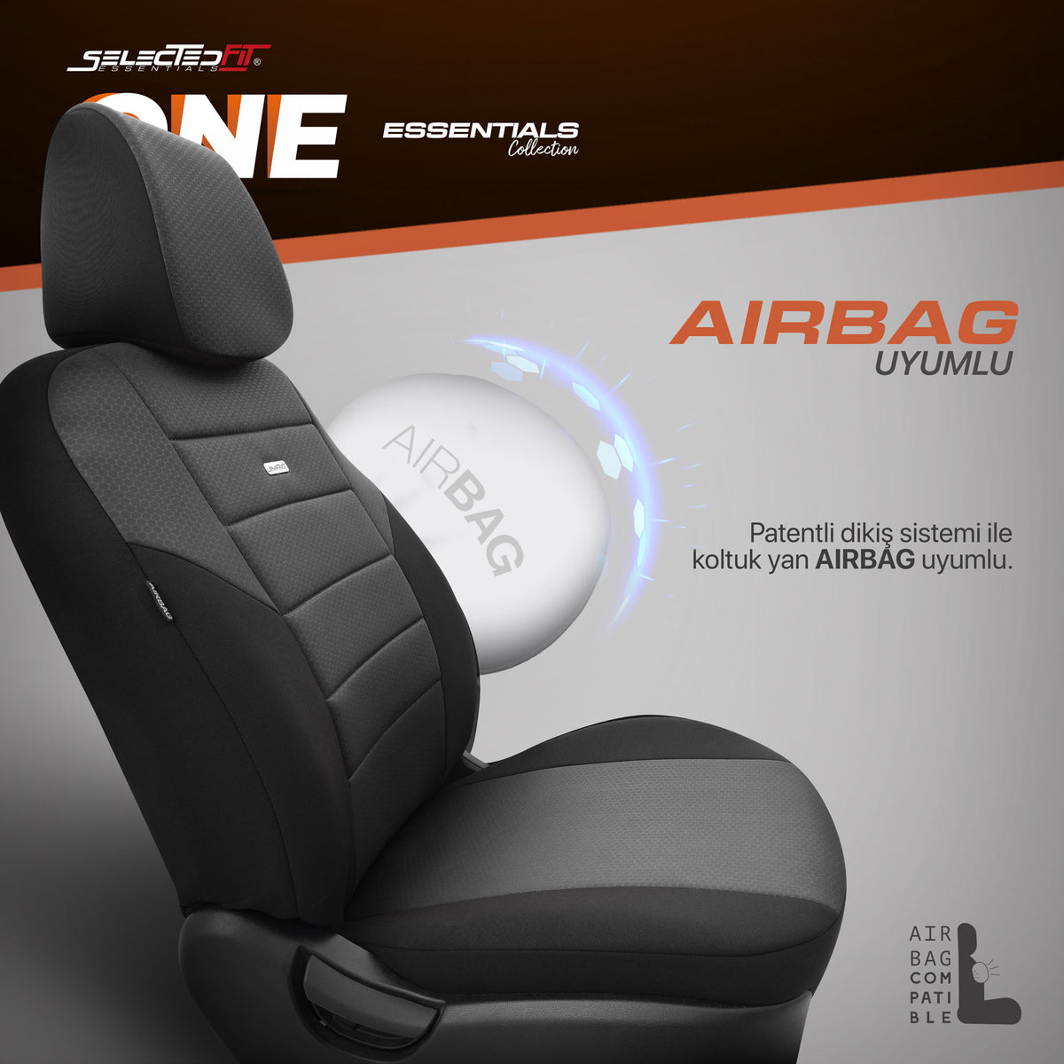 Set huse scaune Selectedfit One 101 – negru, pentru scaunele din față și din spate