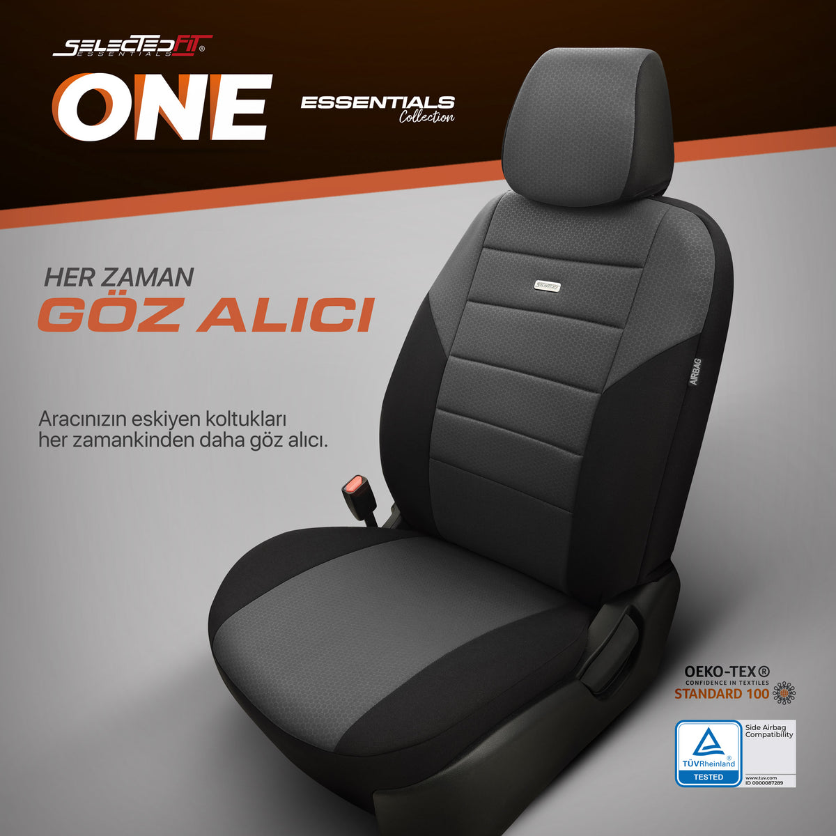 Set huse scaune Selectedfit One 101 – negru, pentru scaunele din față și din spate