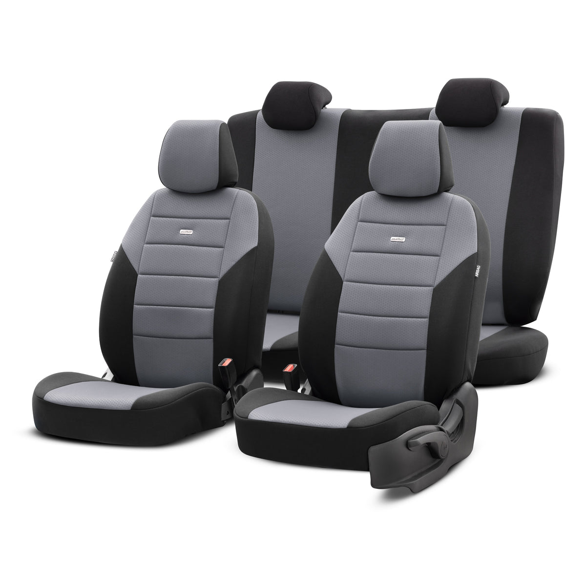 Set de huse pentru scaune Selectedfit One 102 – negru/gri, pentru scaunele din față și din spate