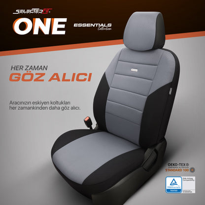 Set de huse pentru scaune Selectedfit One 102 – negru/gri, pentru scaunele din față și din spate