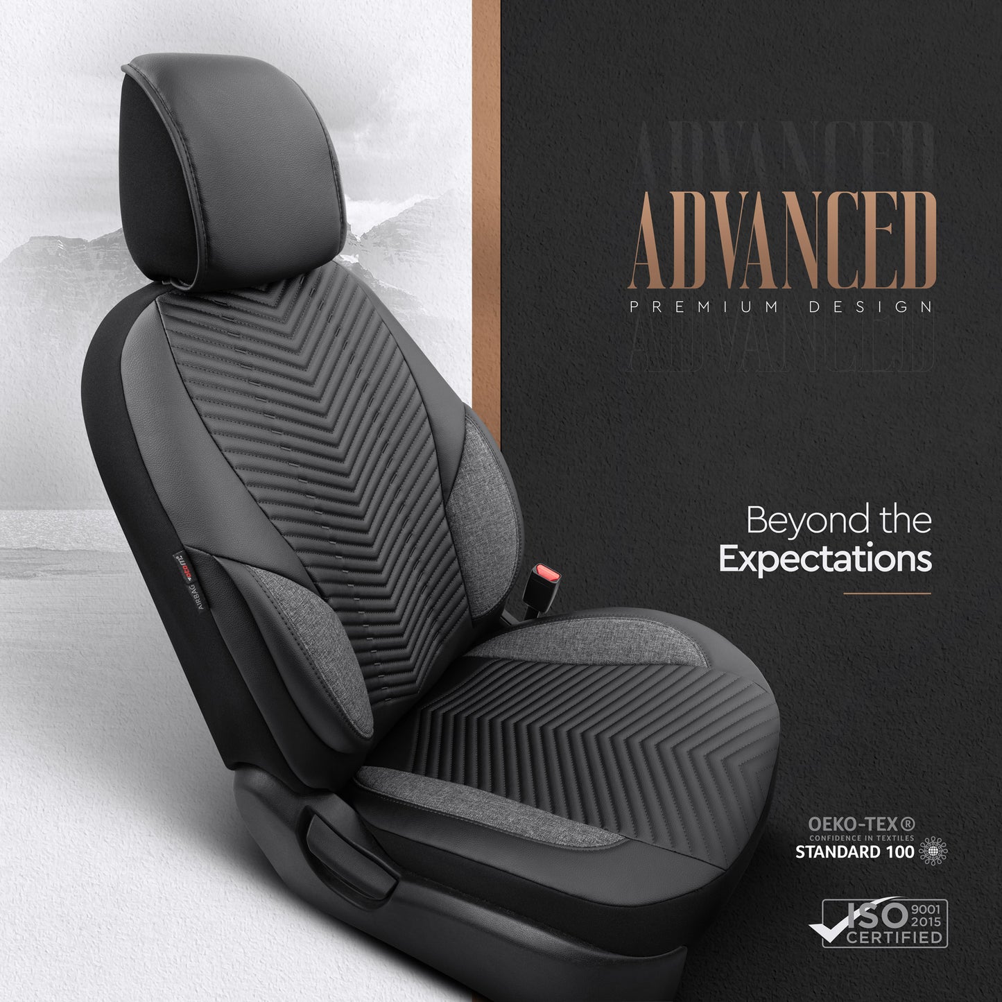 Set Tapițerie Lux Advanced – Piele Eco, Negru, pentru Scaune Față și Spate