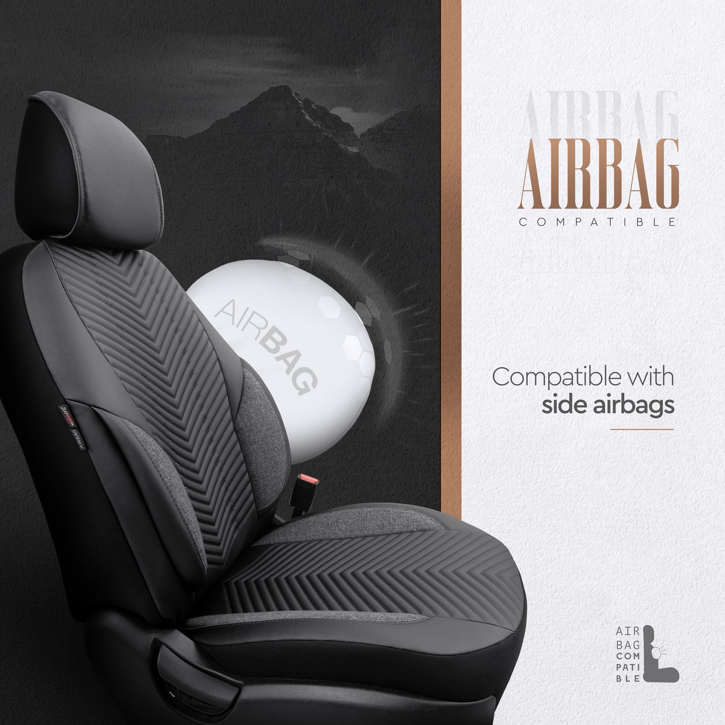 Set Tapițerie Lux Advanced – Piele Eco, Negru, pentru Scaune Față și Spate