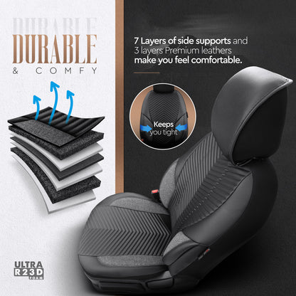Set Tapițerie Lux Advanced – Piele Eco, Negru, pentru Scaune Față și Spate